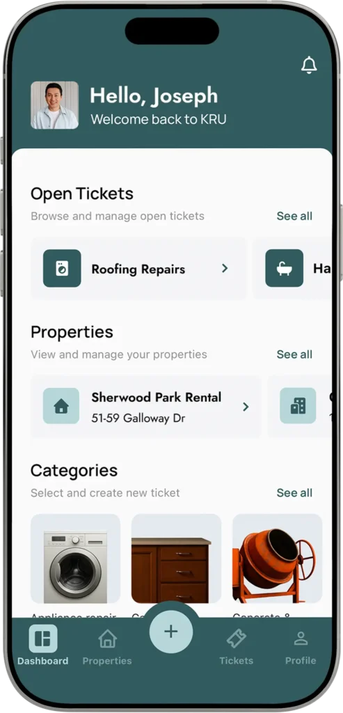 Property manager selects contractor from KRU vetted network database