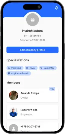 Contractor completes verification process with business license and insurance documents