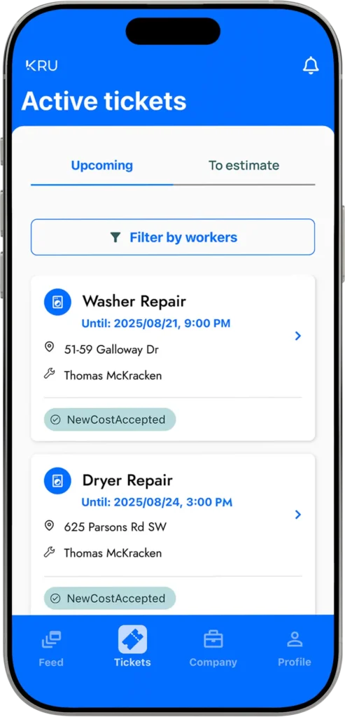 Mobile phone displays new property maintenance job notification in Edmonton area
