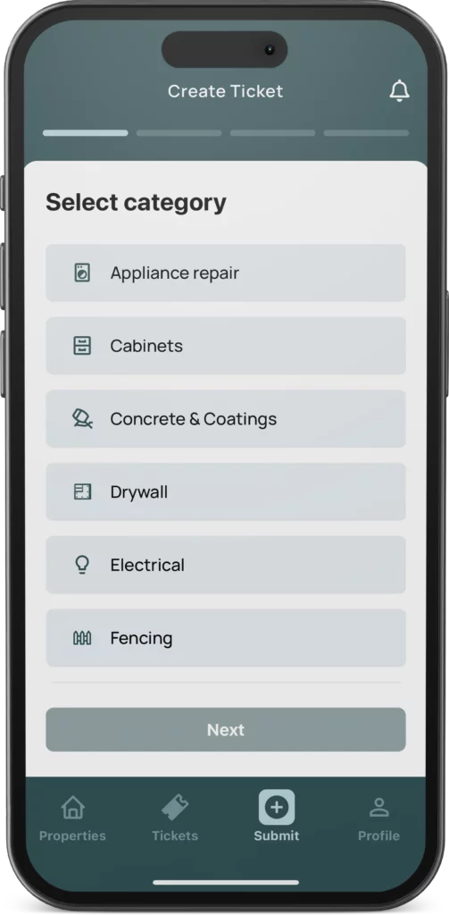 Homeowner photographs broken appliance and uploads repair request in KRU app