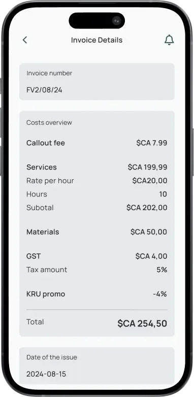 KRU app processes secure payment to contractor for completed maintenance