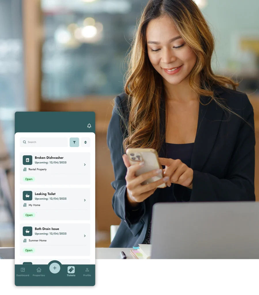Homeowner submits maintenance request through KRU smartphone app