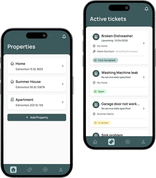 Property manager reviews multiple maintenance requests on KRU mobile dashboard